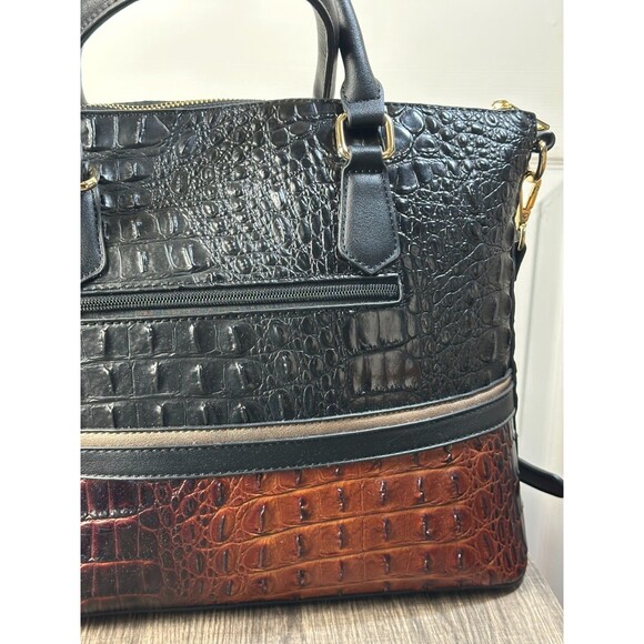 Mia Collection Autumn Tote & Wristlet Set Croco Black Crossbody or Satchel - Picture 15 of 16